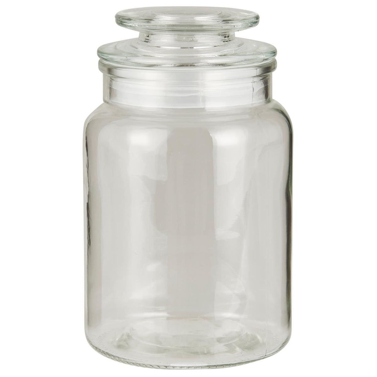 Opbevaringsglas med tætsluttende glaslåg fra Ib Laursen i klart glas med kapacitet på 1020 ml