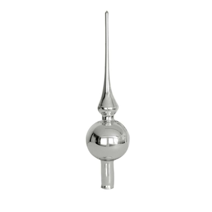 Juletræstop i glas blank sølv