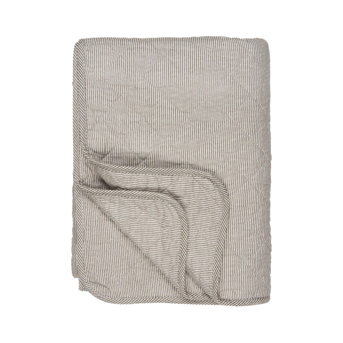 Quilt med hvide og jordfarvede mælkedrengestriber