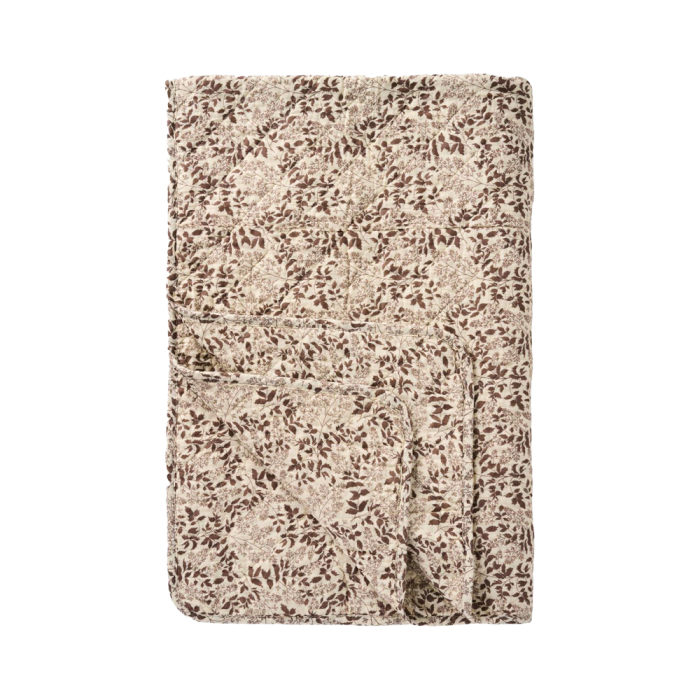 Quilt naturfarvet med løvmønster