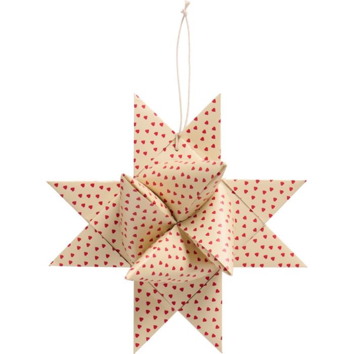 Fletstjerne med røde hjerter 21 cm i dia