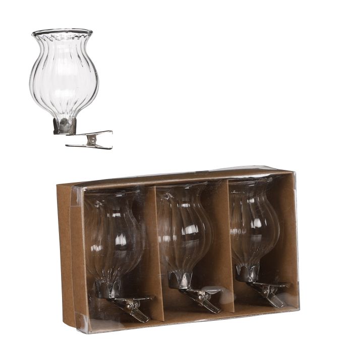 Glasvaser på klips med riller