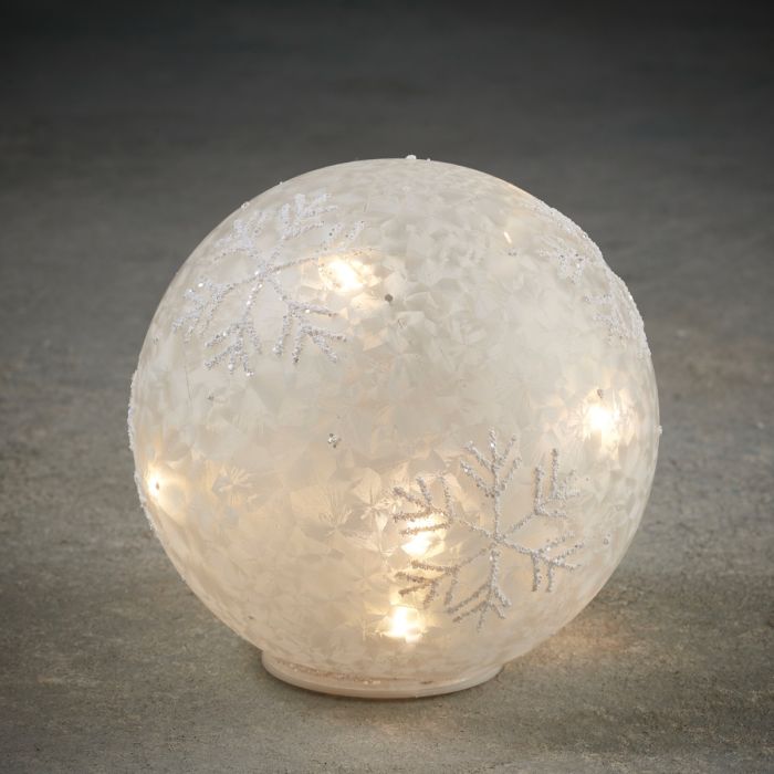 Lyskugle med snefnug 15 cm i dia