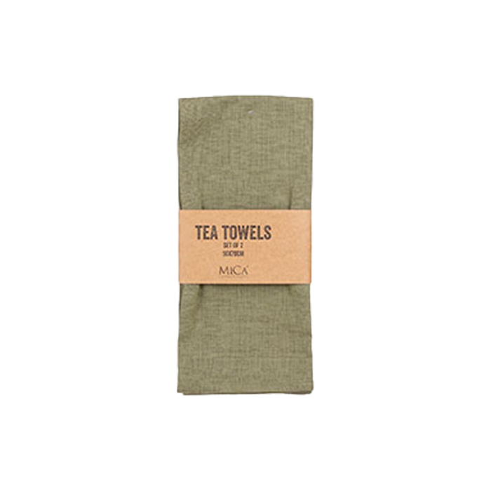 Grønne viskestykker med brun label