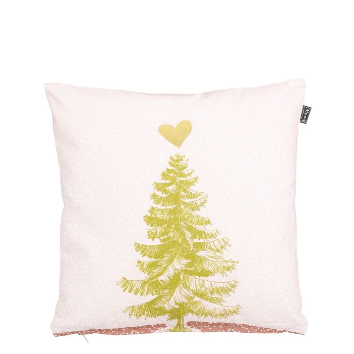 Pude med juletræ beige 45 cm x 45 cm
