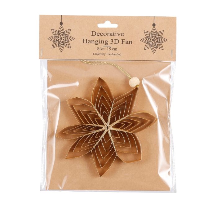 Håndlavet stjerne 15 cm høj guldfarvet