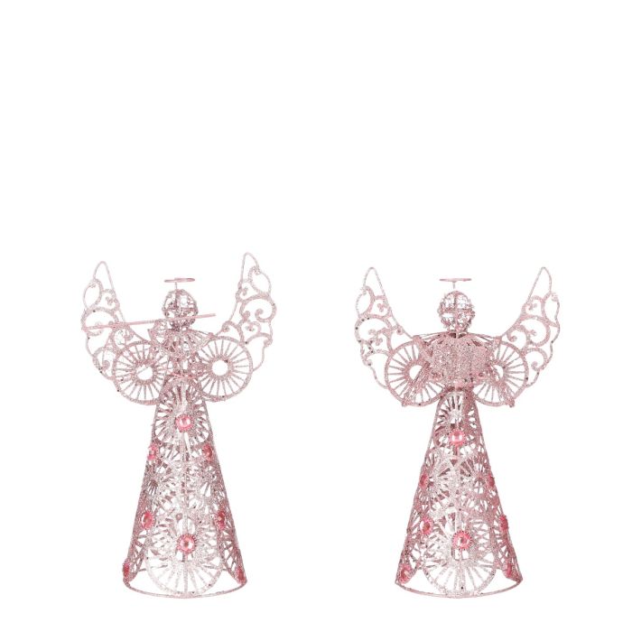 Stor og flot engel i lyserød med smukt mønster overalt. Englen har vinger, som er spredte ud og op ad samt glorie, fra House of Seasons.