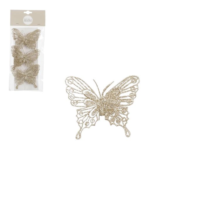 Champagnefarvede sommerfugle 3-pak