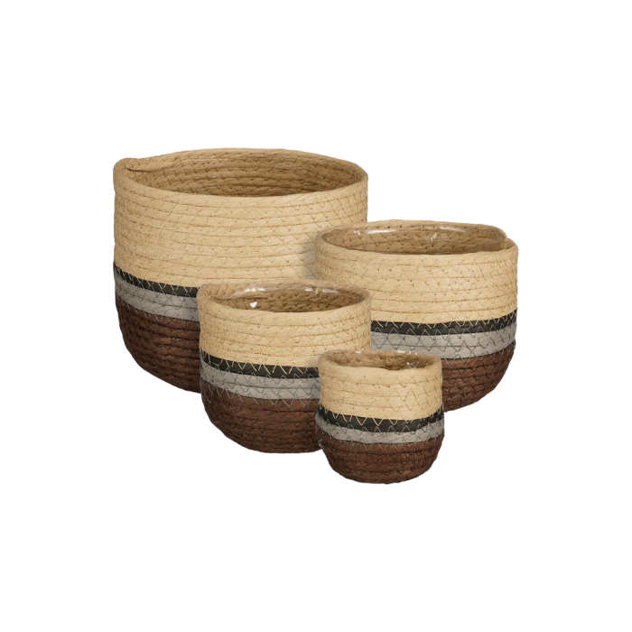 Lauri kurvesæt med 4 stribede kurve i brune nuancer