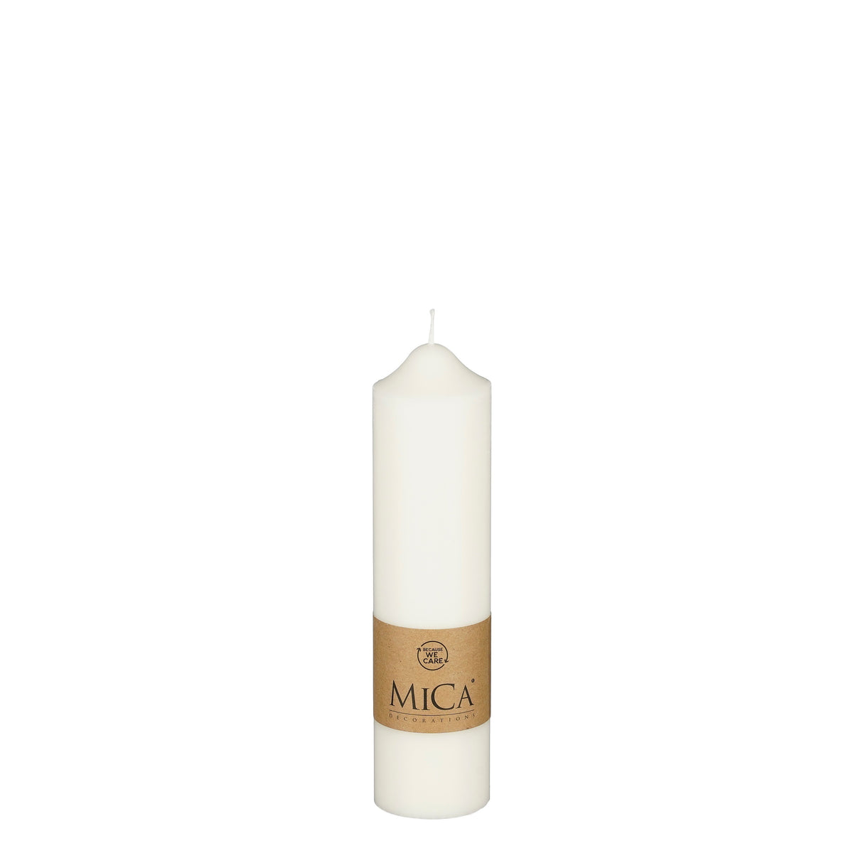 Hvidt bloklys 20 cm højt i ren stearin fra Mica Decorations