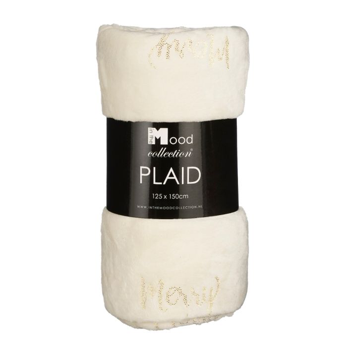 Fleece plaid Merry Christmas hvid