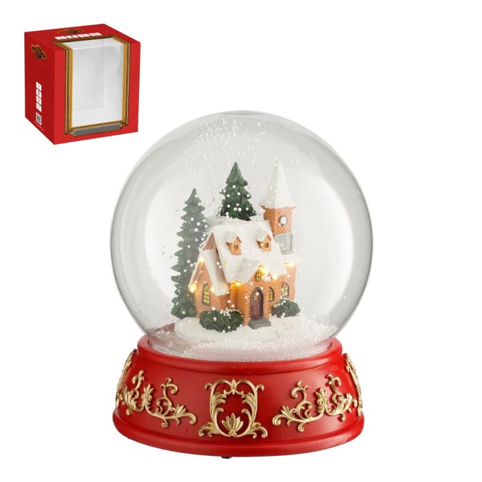 Snekugle med kirke og skov