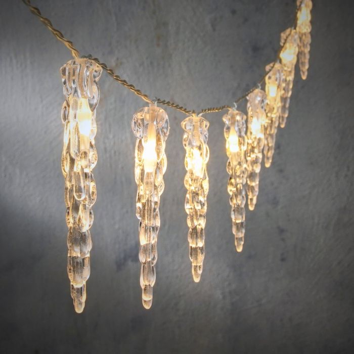 Lyskæde med 10 istapper