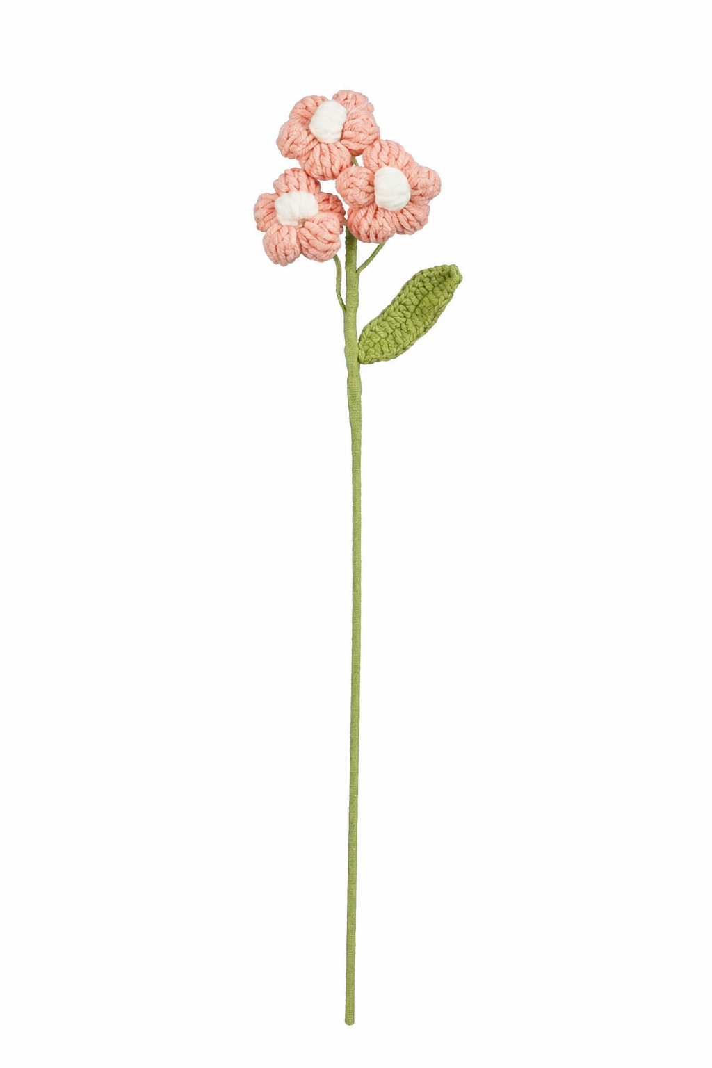 Hæklet lyserød og hvid forårsblomsterstilk