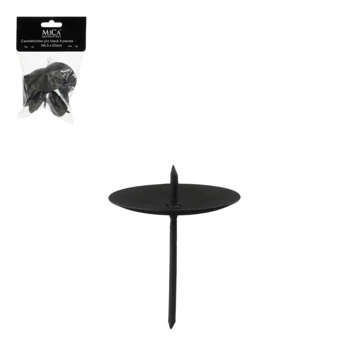 Lysholdere til adventskrans sort 4-pak