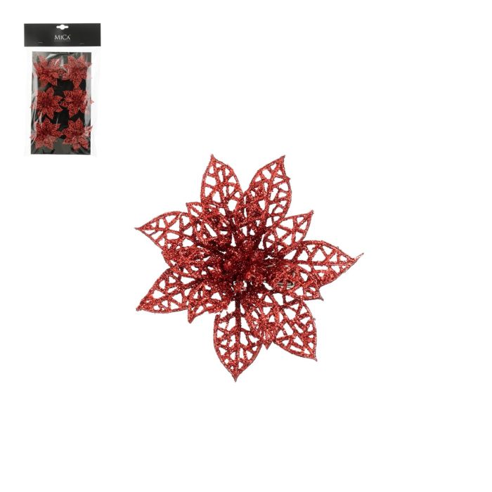 Julestjerne rød med klips 6-pak
