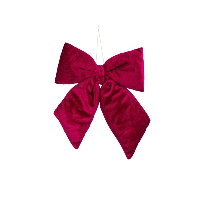 Sløjfe i mørkerød velour 20 cm bred