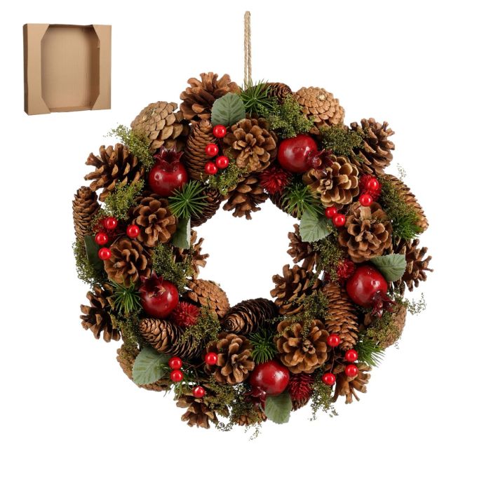 Krans med kogler og bær