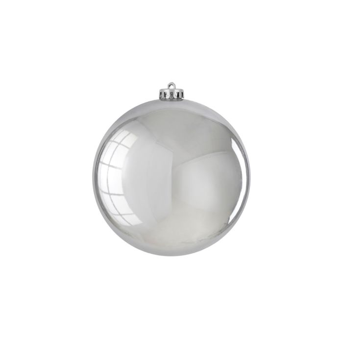 Stor julekugle blank sølv 15 cm i diameter