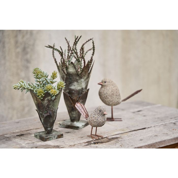 Fugle til dekoration grå/bronze