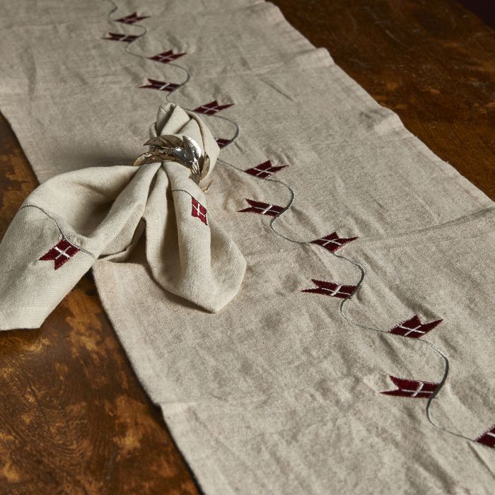 Stofservietter med flag 4-pak hørfarvede