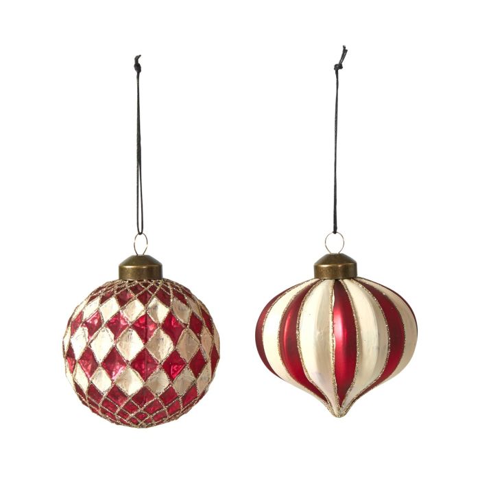 Julekugle Rød og offwhite