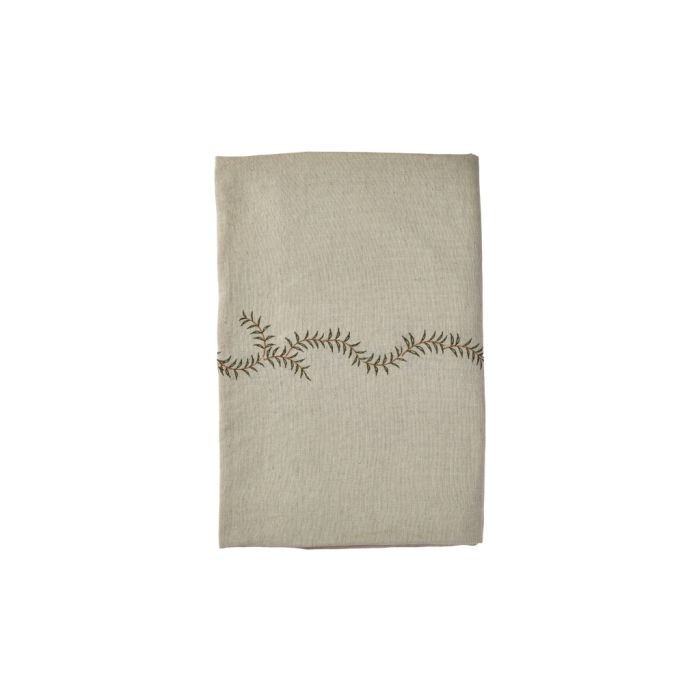 Juledug 140 cm x 240 cm hørfarvet med broderi