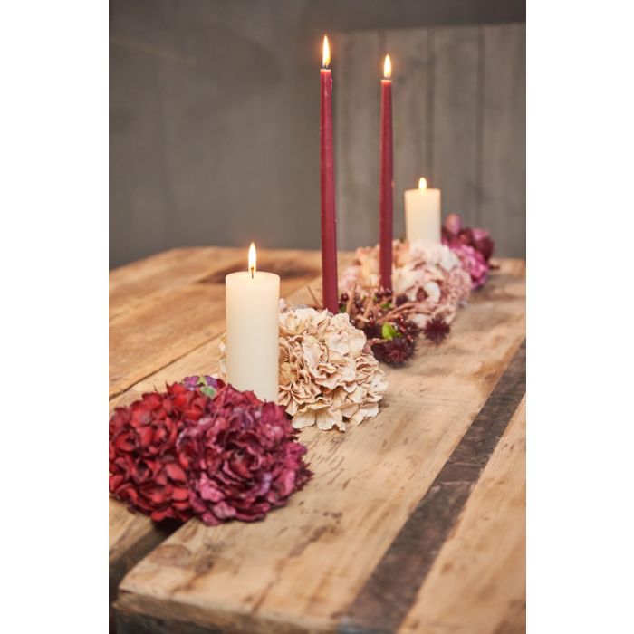 Blomsterhoved med klips hortensia mørkerød