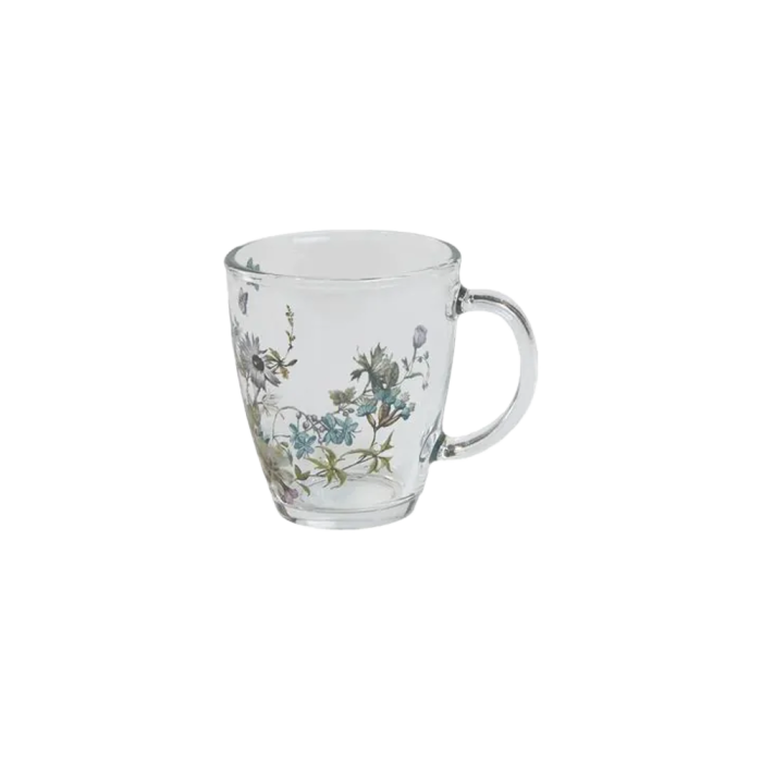 Speedtsberg glaskrus med hank og blomstermønster