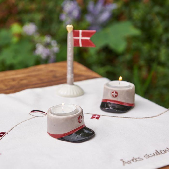 Studenterhue fyrfadsstage rød