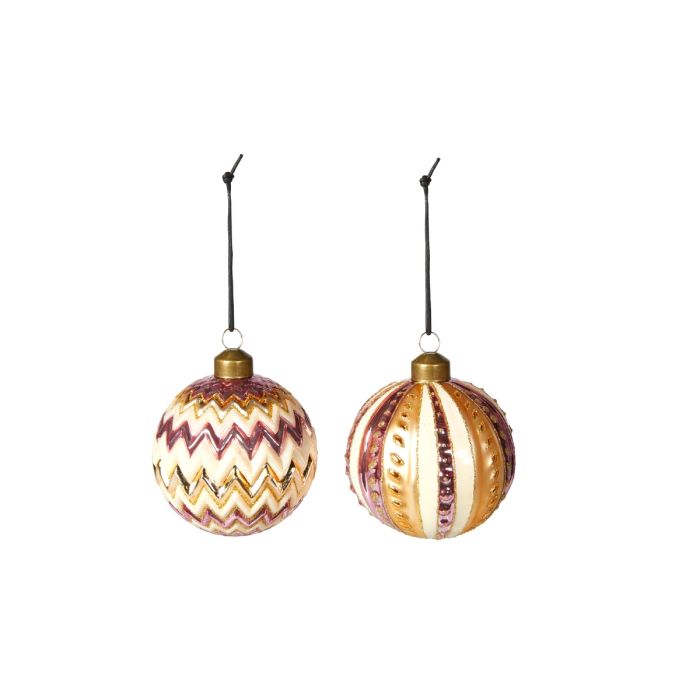 Julekugle bordeaux guld hvid