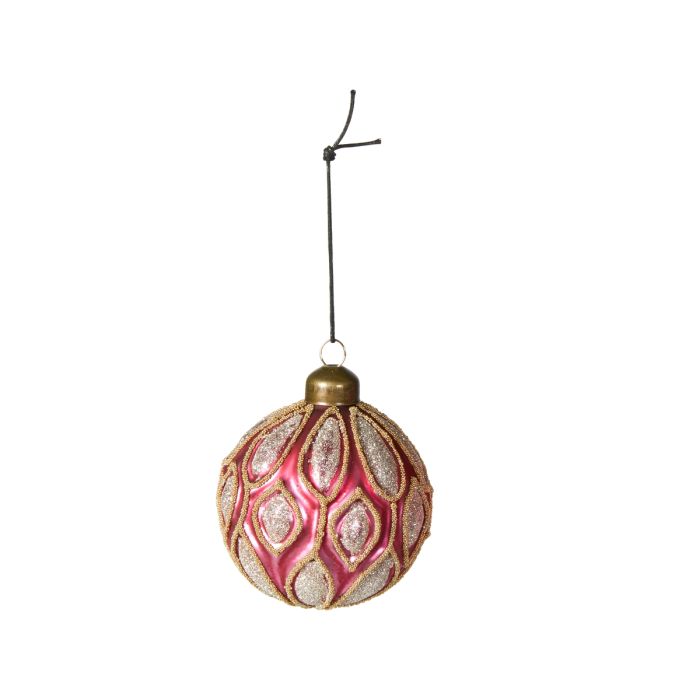 Julekugle med påfuglemønster rosa