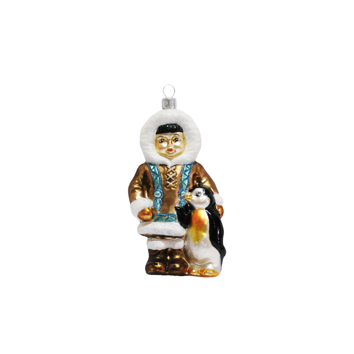 Julekugle Inuit med pingvin
