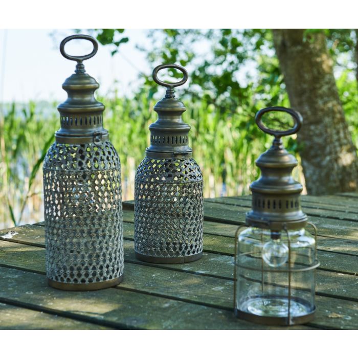 Lanterne med pære 37 cm høj