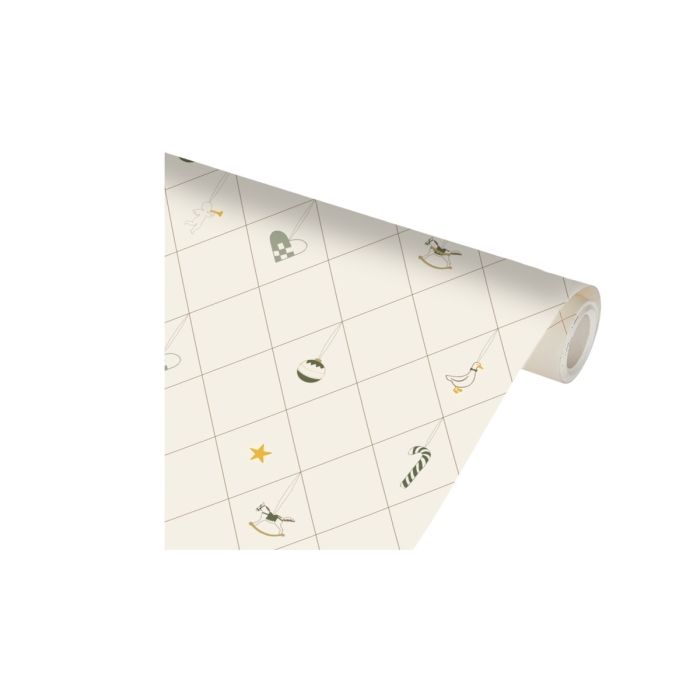 Gavepapir med julemotiver i grønt 5 m