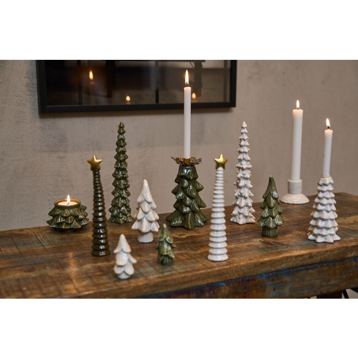 Grantræ i keramik grønt lavt