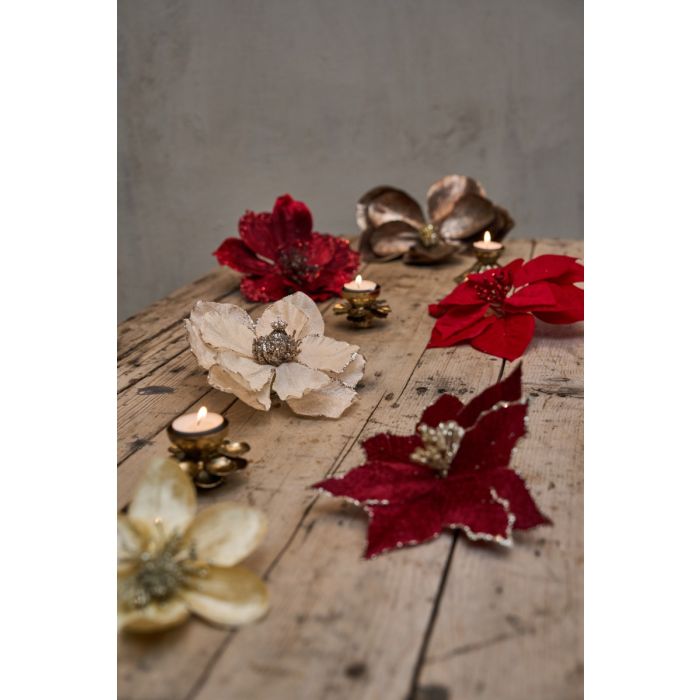 Julestjerne med klips rød velour