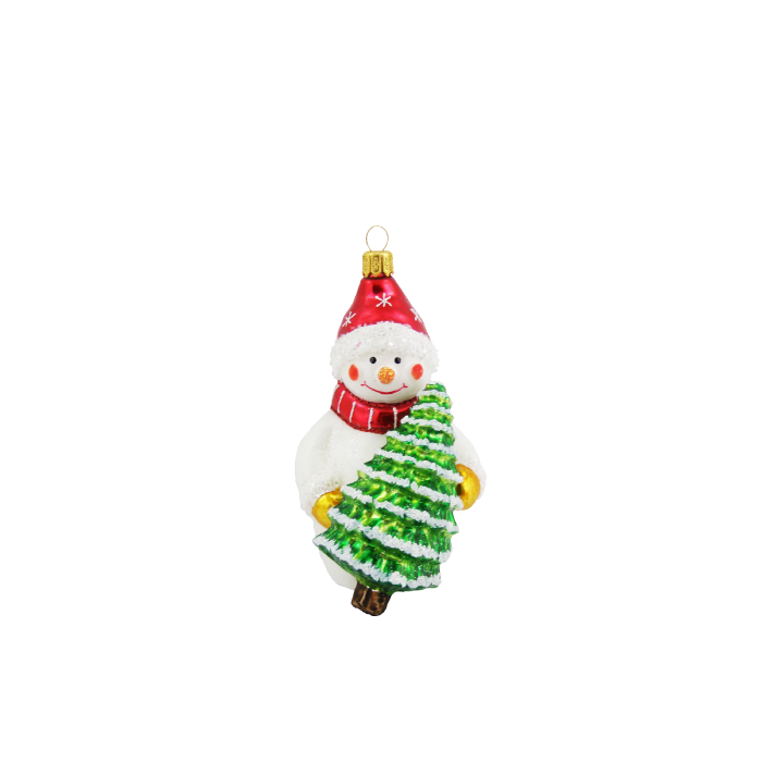 Julekugle Snemand med juletræ