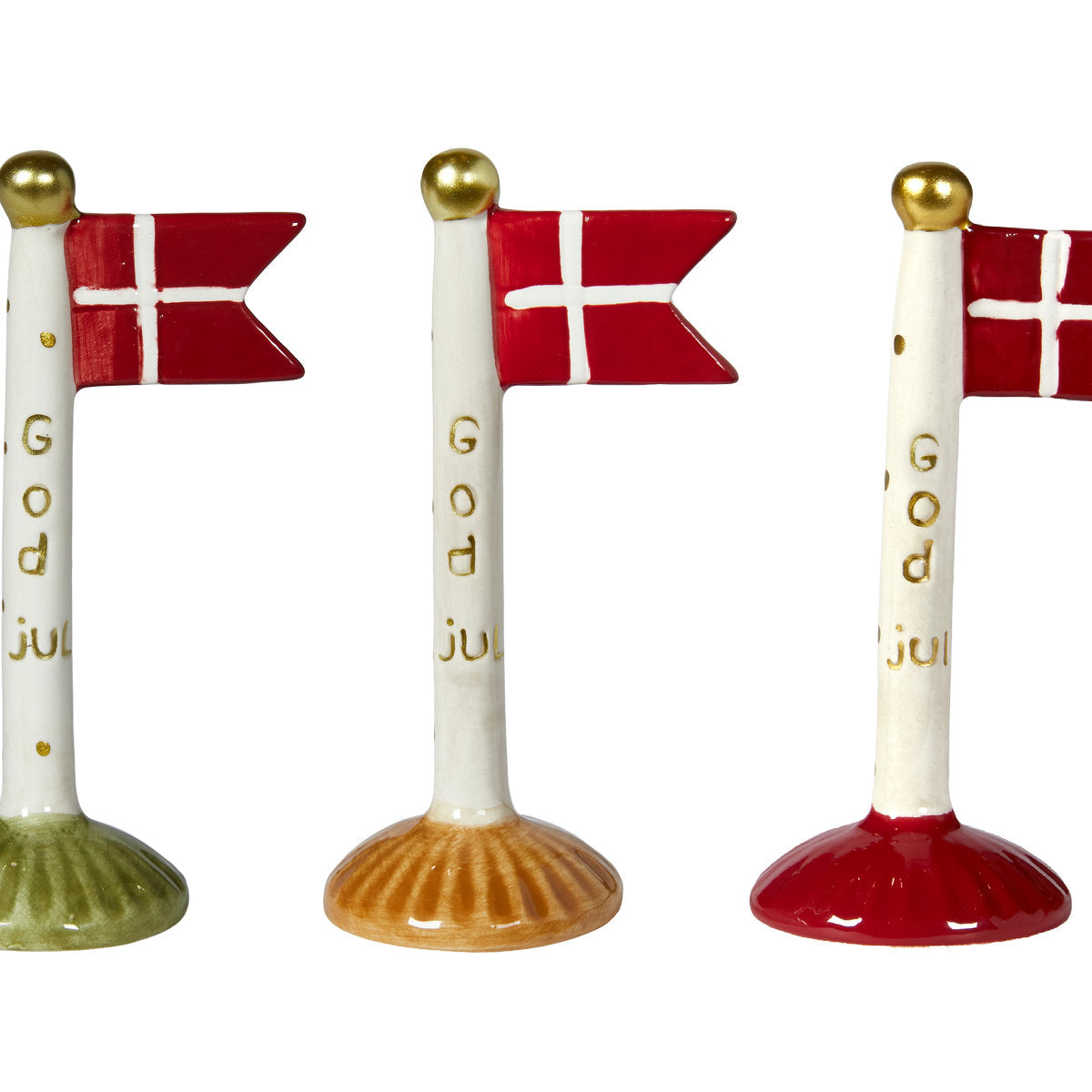 Flag i keramik med God Jul fra Speedtsberg 14 cm høje i 3 forskellige farver