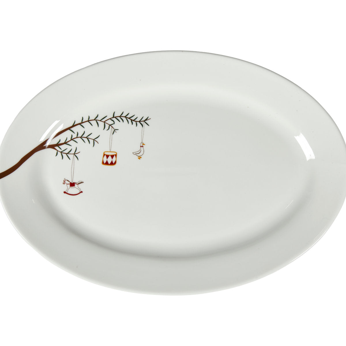 Ovalt fad med juleguirlande i porcelæn fra Speedtsberg