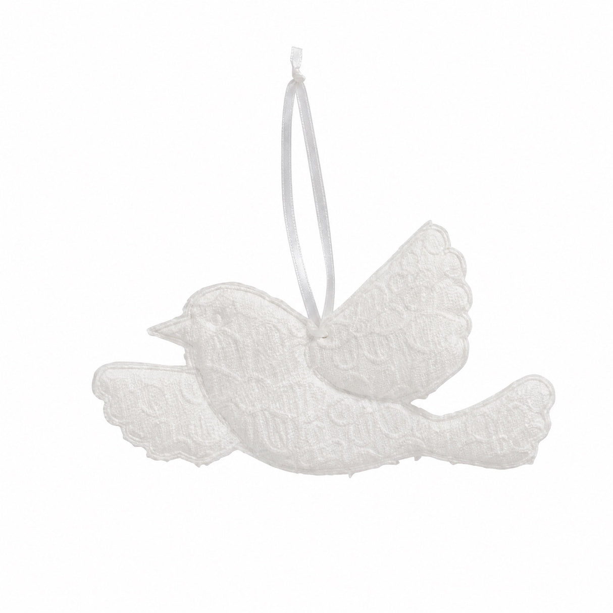 Fugl med broderi anglaise hvid til ophæng