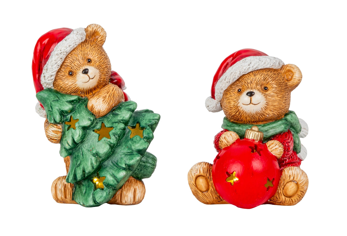 Julebamser med LED-lys i polyresin