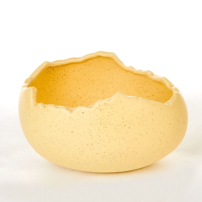 Æggeskal i lysegult keramik