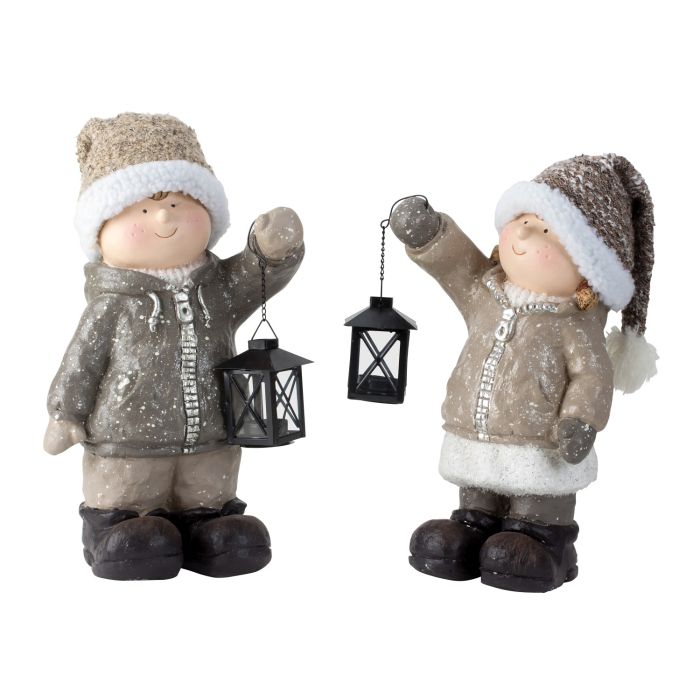 Vinterbørn med lygte til fyrfadslys