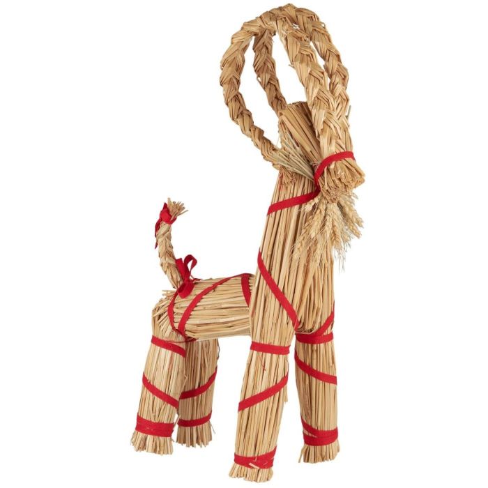 Julebuk m/rødt bånd og skæg 59 cm høj
