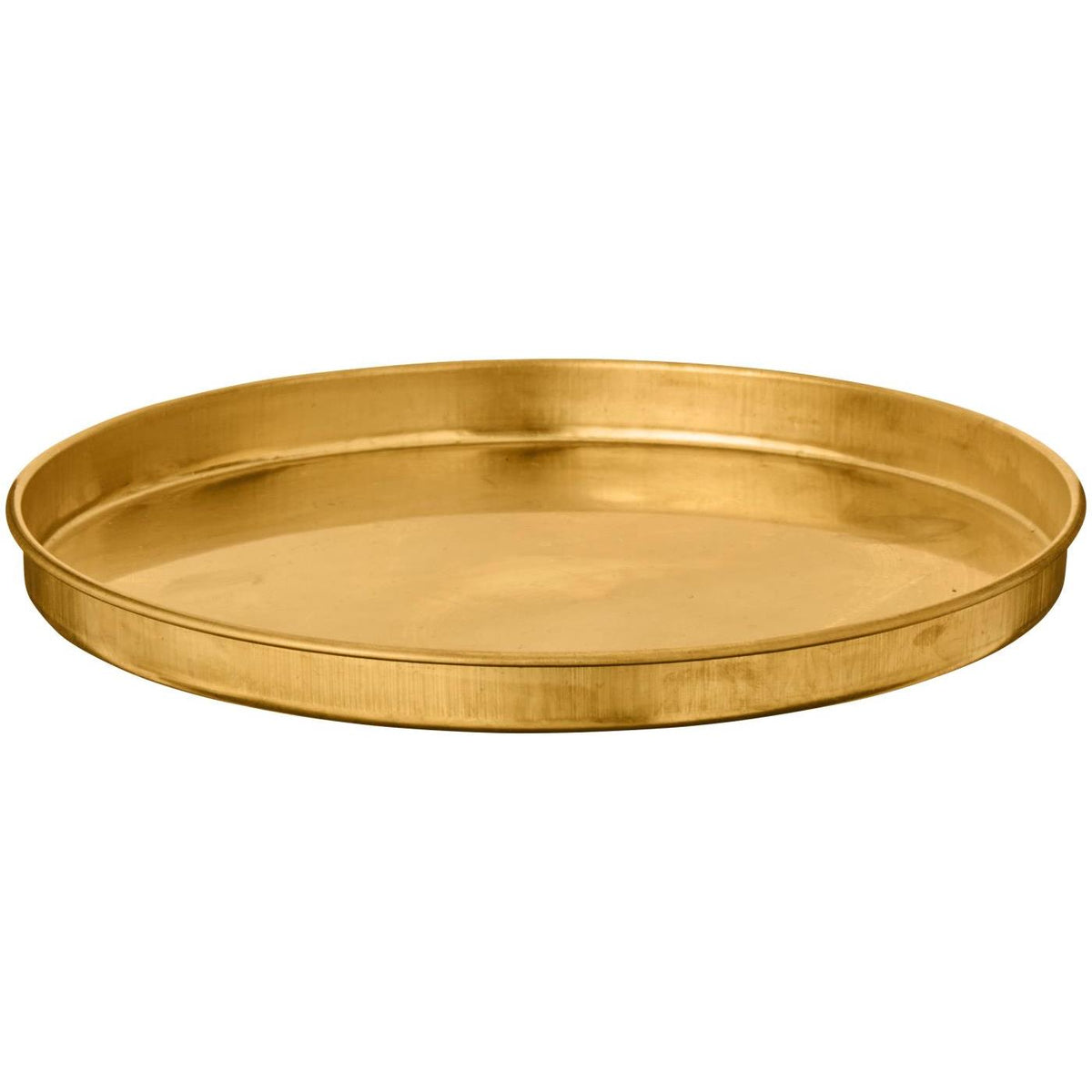 Rund lysbakke i messing med lav kant fra Ib Laursens Gloria-serie, diameter 15,5 cm