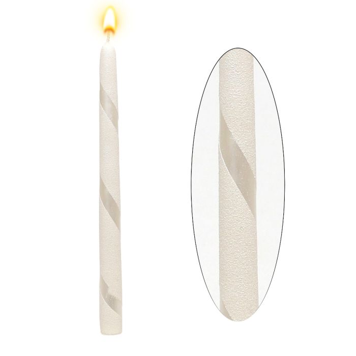Stearinlys med metalfarvet stribe creme