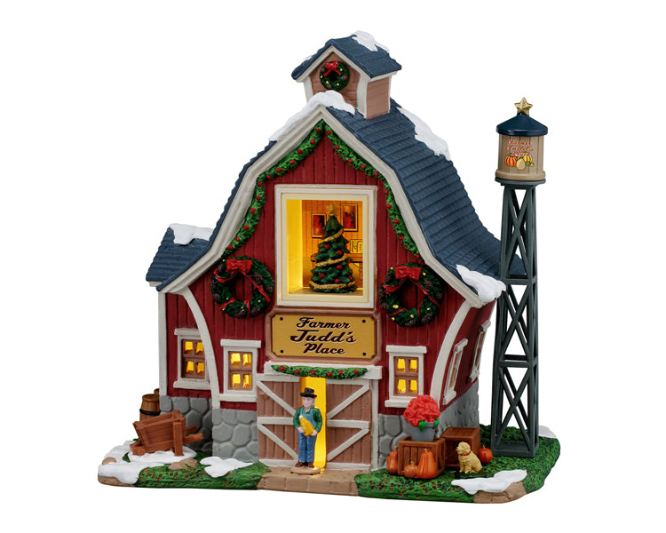 Farmer Judd's Place hus med lys til juleby fra Lemax