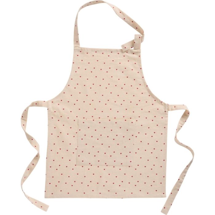 Forklæde barn natur med røde hjerter
