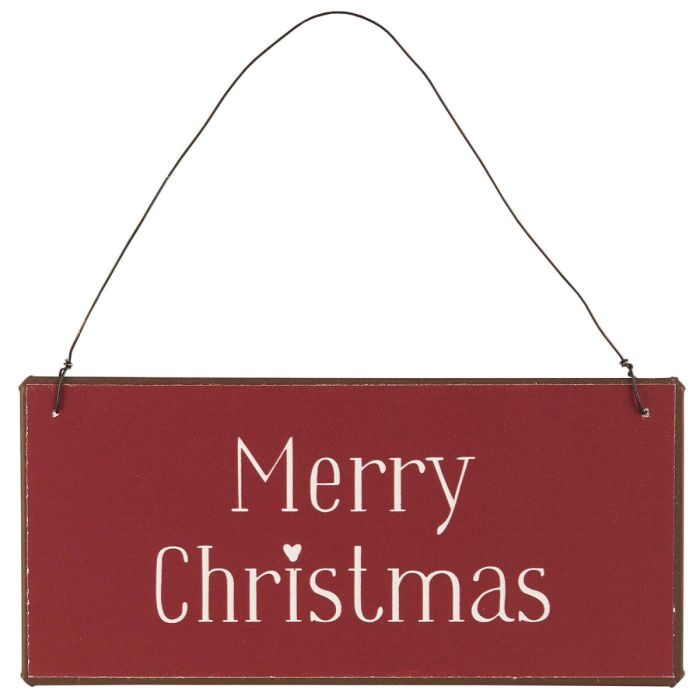 Metalskilt Merry Christmas rødt